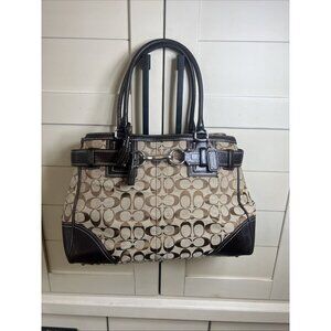 Vintage Coach (2006) Hamptons Signature Chestnut Leather Carryall Tote Satchel